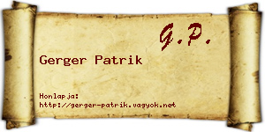 Gerger Patrik névjegykártya